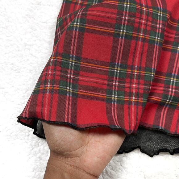 Vintage SDL Goth Mesh Plaid Skull Long Sleeve Blouse Top Euro Mall Goth Y2K Rare - Picture 10 of 16